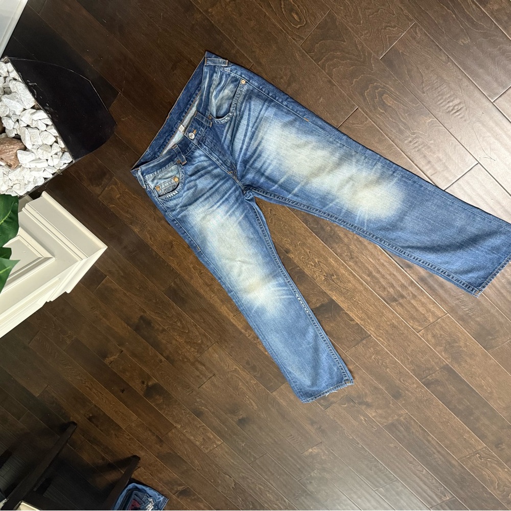 True Religion Men's Faded Blue Straight Jeans